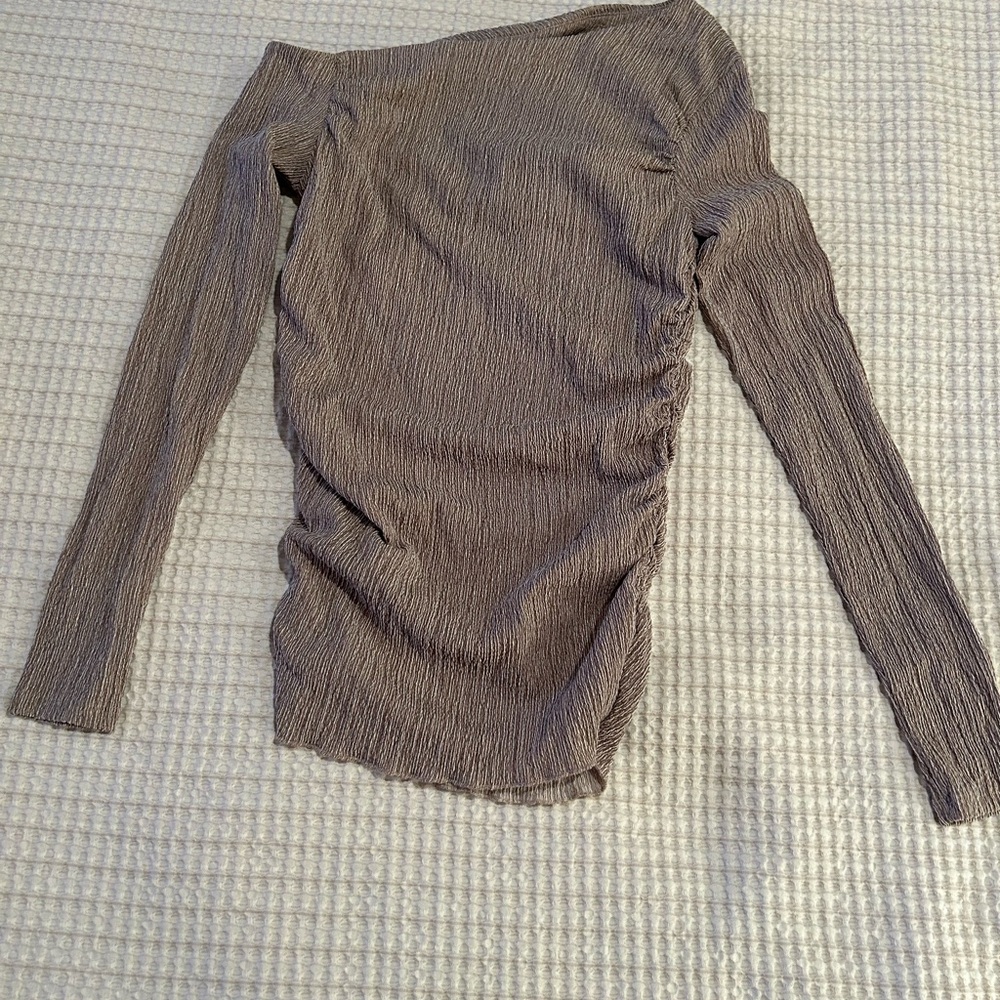 Zara Ecru Textured Asymmetric Blouse - Picture 2 of 3